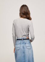 gris marga camiseta de manga larga de algodón Pepe Jeans 06X4473 mujer - Imagen 4