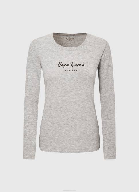gris marga camiseta de manga larga de algodón Pepe Jeans 06X4473 mujer - Imagen 5