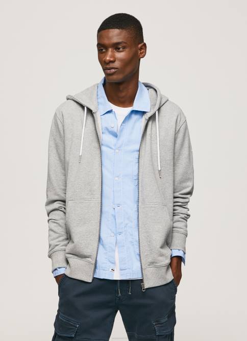 gris marga jersey con cremallera y logo estampado Pepe Jeans 06X4883 hombres - Imagen 3