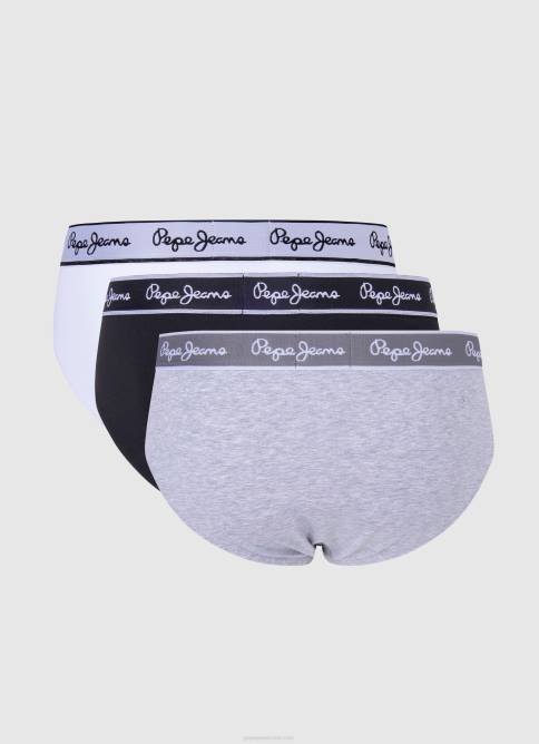 gris marga Pack de 3 braguitas de algodón elástico Pepe Jeans 06X41157 hombres - Imagen 2