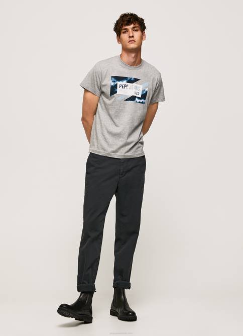 gris marga playera con estampado de bandera Pepe Jeans 06X4957 hombres - Imagen 2
