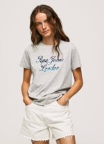 gris marga playera con logo estampado Pepe Jeans 06X4412 mujer