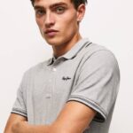 gris marga polo de piqué con logo bordado Pepe Jeans 06X41077 hombres