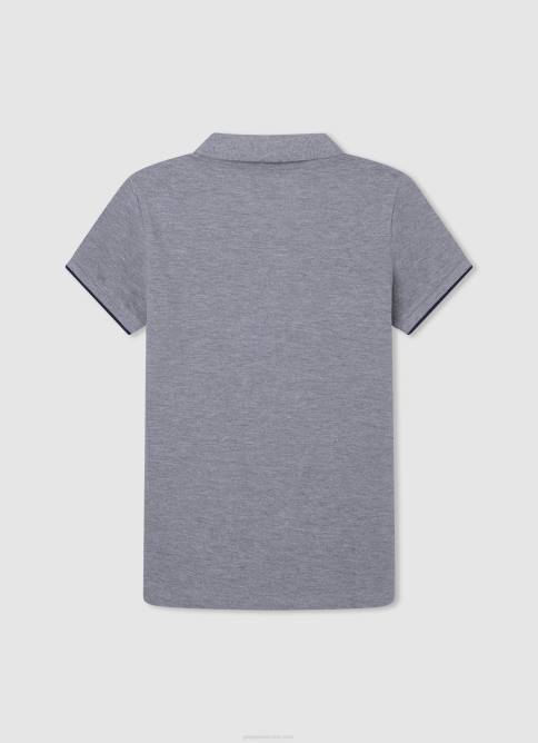 gris marga polo de piqué con logo bordado Pepe Jeans 06X41666 chico - Imagen 2