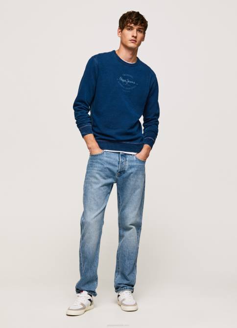 índigo jersey de algodón con cuello redondo Pepe Jeans 06X4868 hombres - Imagen 2