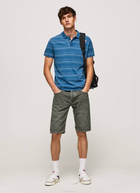 índigo polo de algodón estampado a rayas Pepe Jeans 06X41083 hombres - Imagen 2