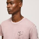 lejía rosa camiseta de algodón lavado y teñido Pepe Jeans 06X4928 hombres