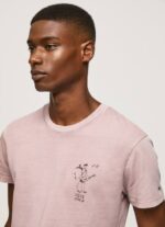 lejía rosa camiseta de algodón lavado y teñido Pepe Jeans 06X4928 hombres