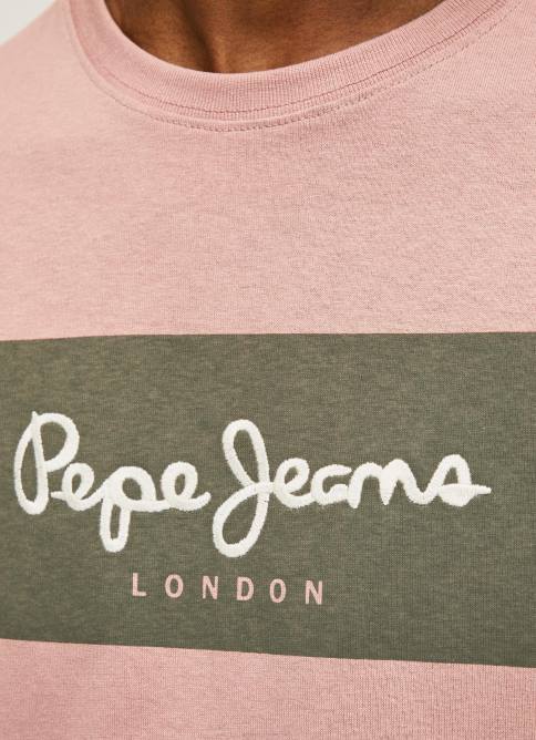 lejía rosa playera con logo bordado Pepe Jeans 06X4926 hombres - Imagen 4