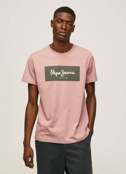 lejía rosa playera con logo bordado Pepe Jeans 06X4926 hombres