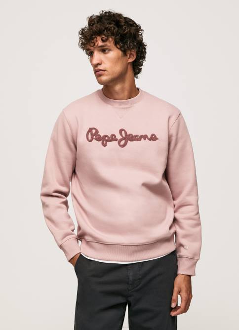 lejía rosa suéter con logo bordado Pepe Jeans 06X4882 hombres - Imagen 1