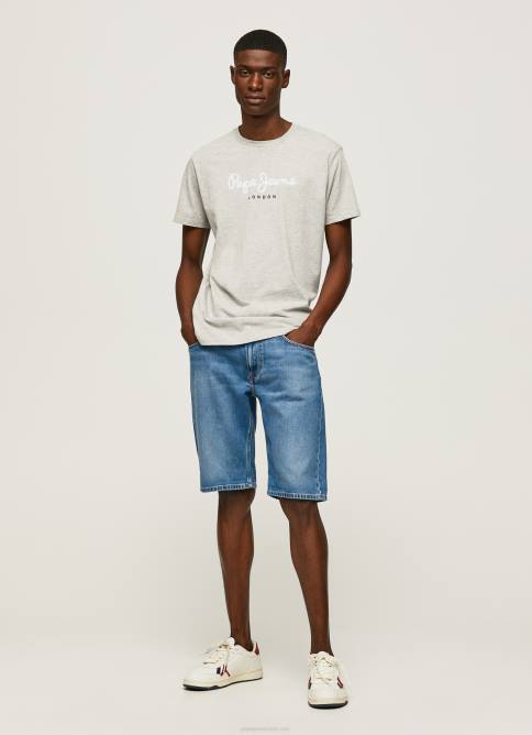 marga gris claro playera con logo estampado Pepe Jeans 06X4918 hombres - Imagen 2