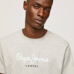 marga gris claro playera con logo estampado Pepe Jeans 06X4918 hombres