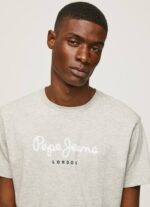 marga gris claro playera con logo estampado Pepe Jeans 06X4918 hombres