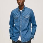 mezclilla camisa de mezclilla ajustada Pepe Jeans 06X41023 hombres