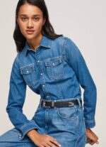 mezclilla camisa de mezclilla ajustada Pepe Jeans 06X4320 mujer