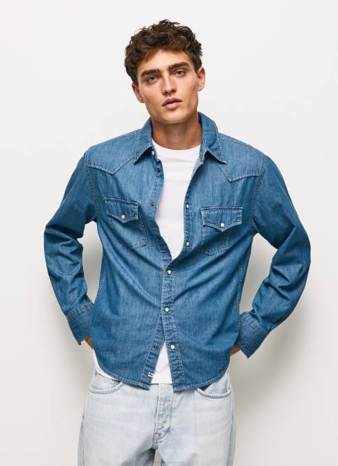 mezclilla camisa de mezclilla de corte estándar carson Pepe Jeans 06X41020 hombres - Imagen 3
