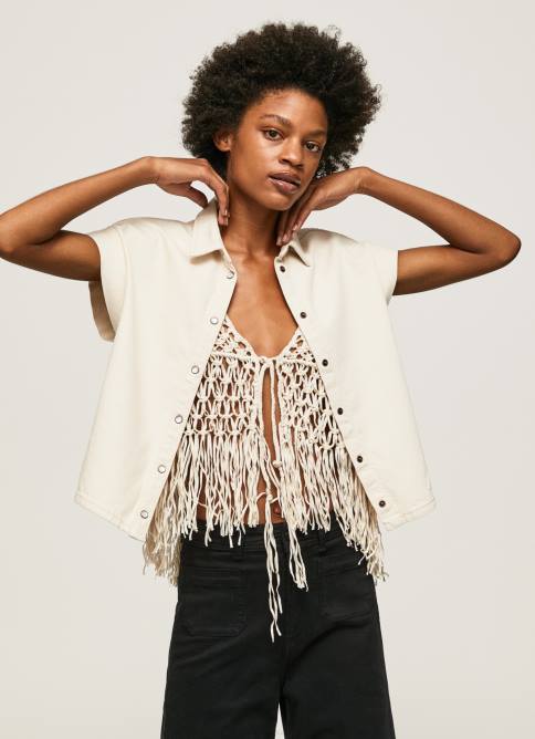 mezclilla camisa vaquera de manga corta Pepe Jeans 06X4339 mujer - Imagen 2