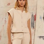 mezclilla camisa vaquera de manga corta Pepe Jeans 06X4339 mujer