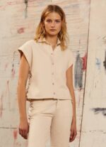 mezclilla camisa vaquera de manga corta Pepe Jeans 06X4339 mujer