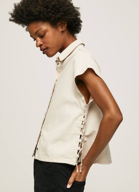 mezclilla camisa vaquera de manga corta Pepe Jeans 06X4339 mujer - Imagen 4