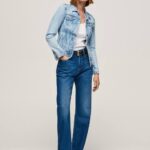 mezclilla chamarra de mezclilla ajustada Pepe Jeans 06X4102 mujer