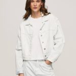 mezclilla chamarra de mezclilla con efecto agrietado Pepe Jeans 06X495 mujer
