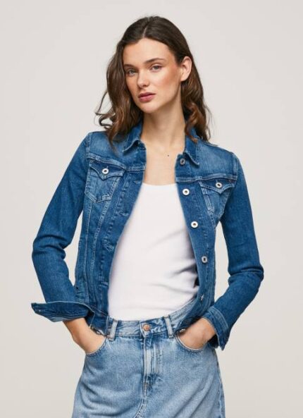 mezclilla chamarra de mezclilla regular fit Pepe Jeans 06X4138 mujer