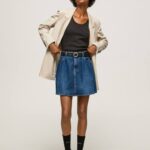 mezclilla falda corta de mezclilla de algodón Pepe Jeans 06X499 mujer