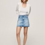 mezclilla falda de mezclilla de corte estándar Pepe Jeans 06X4479 mujer
