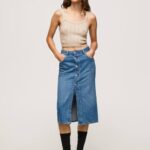 mezclilla falda midi de mezclilla de algodón Pepe Jeans 06X4100 mujer