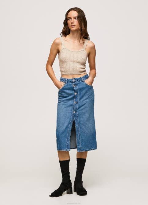 mezclilla falda midi de mezclilla de algodón Pepe Jeans 06X4100 mujer - Imagen 1