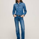 mezclilla jeans aubrey slim de tiro medio Pepe Jeans 06X468 mujer