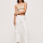 mezclilla jeans color avellana de talle alto Pepe Jeans 06X42 mujer