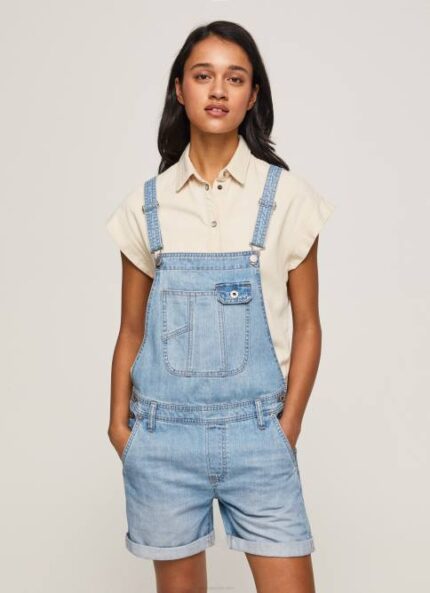 mezclilla peto corto de mezclilla de algodón Pepe Jeans 06X4175 mujer