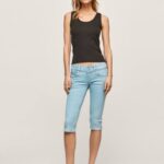 mezclilla shorts de mezclilla 3/4 de corte estándar Pepe Jeans 06X4520 mujer