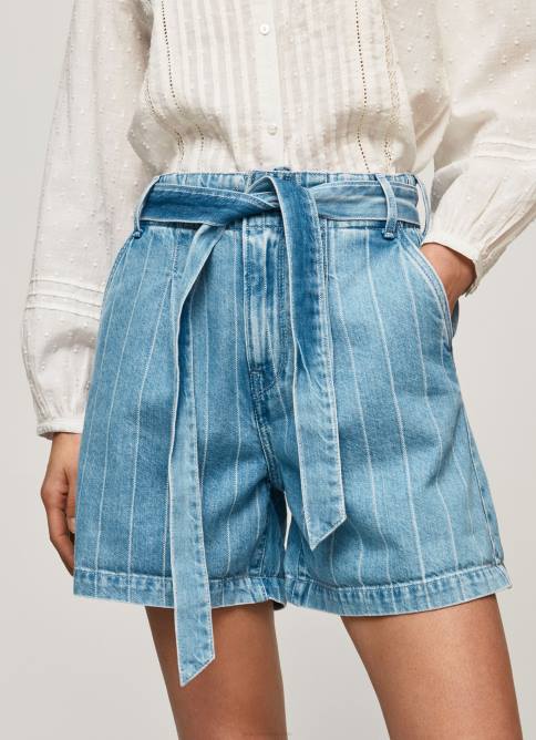 mezclilla shorts de mezclilla con estampado de rayas Pepe Jeans 06X4478 mujer - Imagen 3