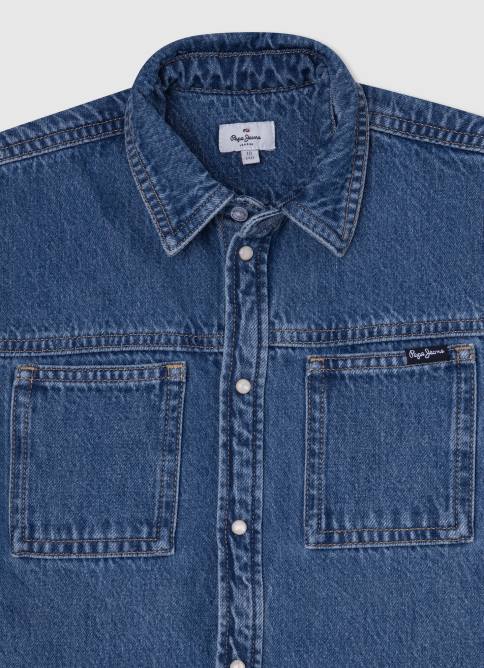 mezclilla sobrecamisa de mezclilla de corte regular de cedro Pepe Jeans 06X41667 chico - Imagen 3