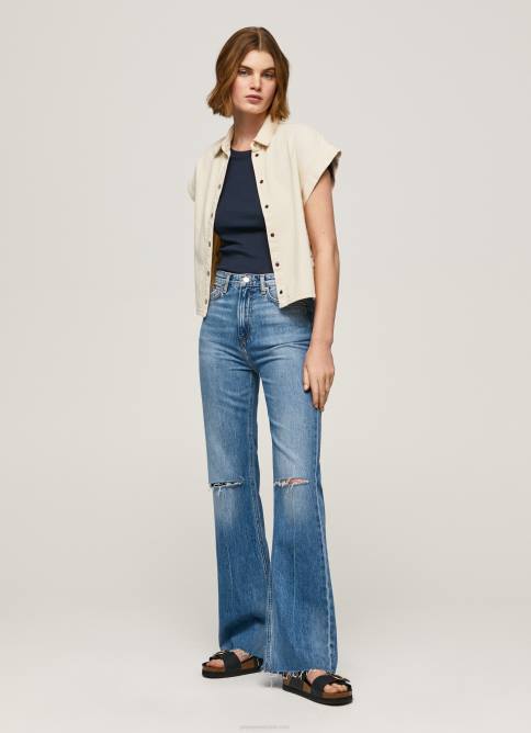 mezclilla vaqueros harper con tiro alto y corte acampanado Pepe Jeans 06X464 mujer - Imagen 1