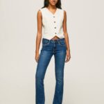 mezclilla vaqueros pitillo de tiro medio Pepe Jeans 06X471 mujer