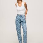 mezclilla vaqueros violetas de tiro alto holgados Pepe Jeans 06X477 mujer