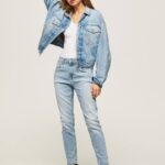 mezclilla vaqueros violetas de tiro alto holgados Pepe Jeans 06X485 mujer