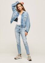 mezclilla vaqueros violetas de tiro alto holgados Pepe Jeans 06X485 mujer