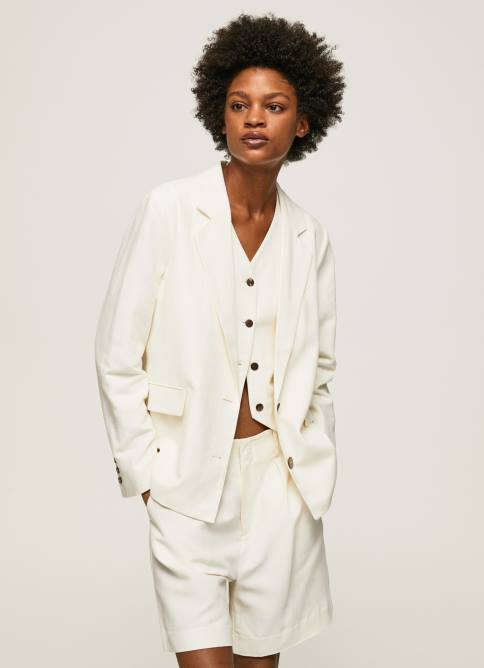 mousse blazer de lino con doble escote Pepe Jeans 06X4111 mujer - Imagen 2