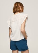 mousse blusa de algodón con detalles calados Pepe Jeans 06X4342 mujer - Imagen 4
