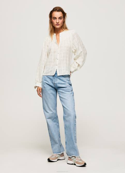 mousse blusa dobby de algodón con cuello mao Pepe Jeans 06X4362 mujer - Imagen 2