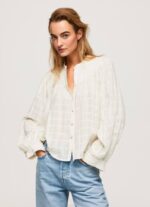 mousse blusa dobby de algodón con cuello mao Pepe Jeans 06X4362 mujer