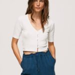 mousse camisa tipo cárdigan de canalé Pepe Jeans 06X4383 mujer