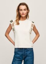 mousse camiseta con mangas de ganchillo Pepe Jeans 06X4464 mujer