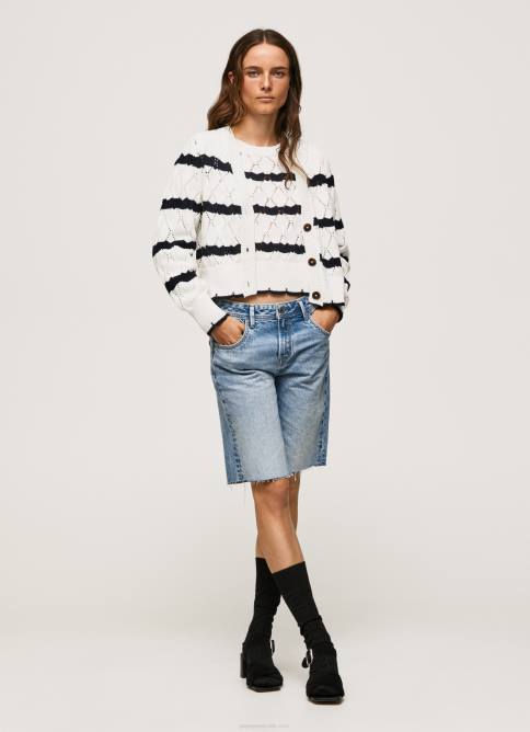 mousse cárdigan con motivo calado a rayas Pepe Jeans 06X4252 mujer - Imagen 2